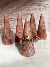 Load image into Gallery viewer, Rose Gold Sunstone + Moonstone Ring Holder