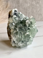 Load image into Gallery viewer, Cuboctohedral Window Fluorite with Diamond Calcite Specimen (Large)