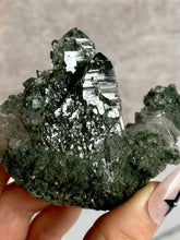 Load image into Gallery viewer, himalayan quartz cluster, chlorite phantom quartz, rutile quartz, elestial details