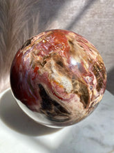 Load image into Gallery viewer, petrified wood sphere, extra large petrified wood, polished petrified wood, large crystal sphere