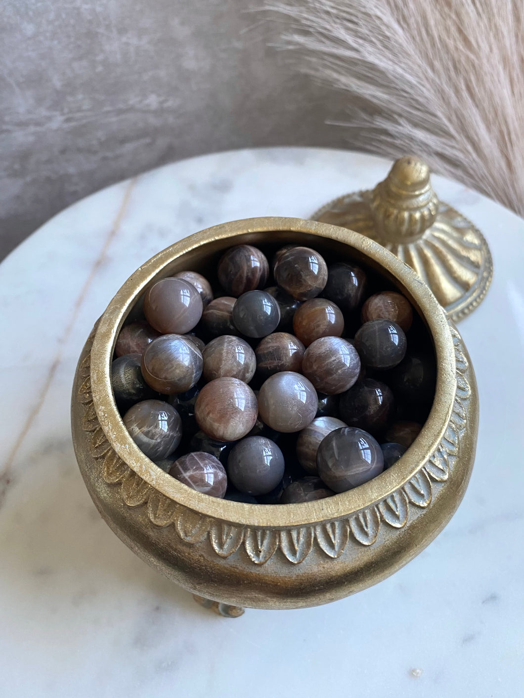 High Quality Black Moonstone & Sunstone Mini Spheres