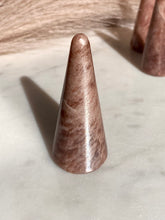 Load image into Gallery viewer, Rose Gold Sunstone + Moonstone Ring Holder
