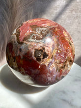 Load image into Gallery viewer, petrified wood sphere, extra large petrified wood, polished petrified wood, large crystal sphere
